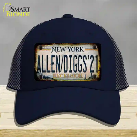 Allen Diggs 21 NY Excelsior Rusty Novelty License Plate Hat Tag Mesh / Navy