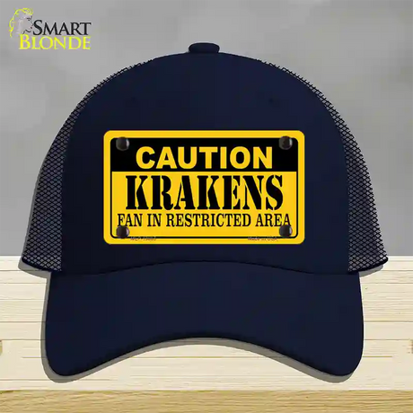 Caution Krakens Novelty License Plate Hat Tag Mesh / Navy