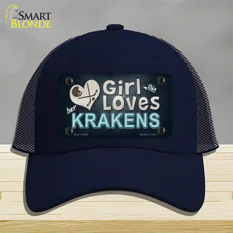 This Girl Loves Krakens Novelty License Plate Hat Tag Mesh / Navy