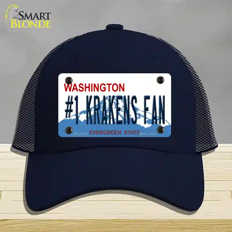 Number 1 Krakens Fan Washington Novelty License Plate Hat Tag Mesh / Navy