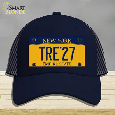 Tre 27 New York Yellow Novelty License Plate Hat Tag Mesh / Navy