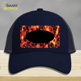 Fire Explosion With Black Center Oval Novelty License Plate Hat Mesh / Navy