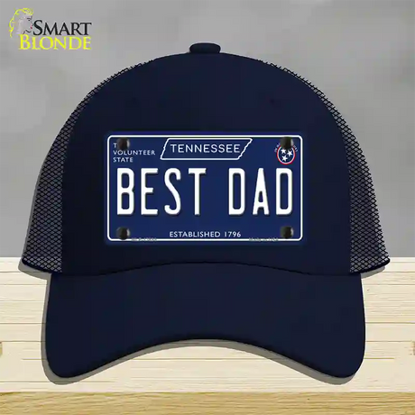 Best Dad Tennessee Blue Novelty License Plate Hat Tag Mesh / Navy