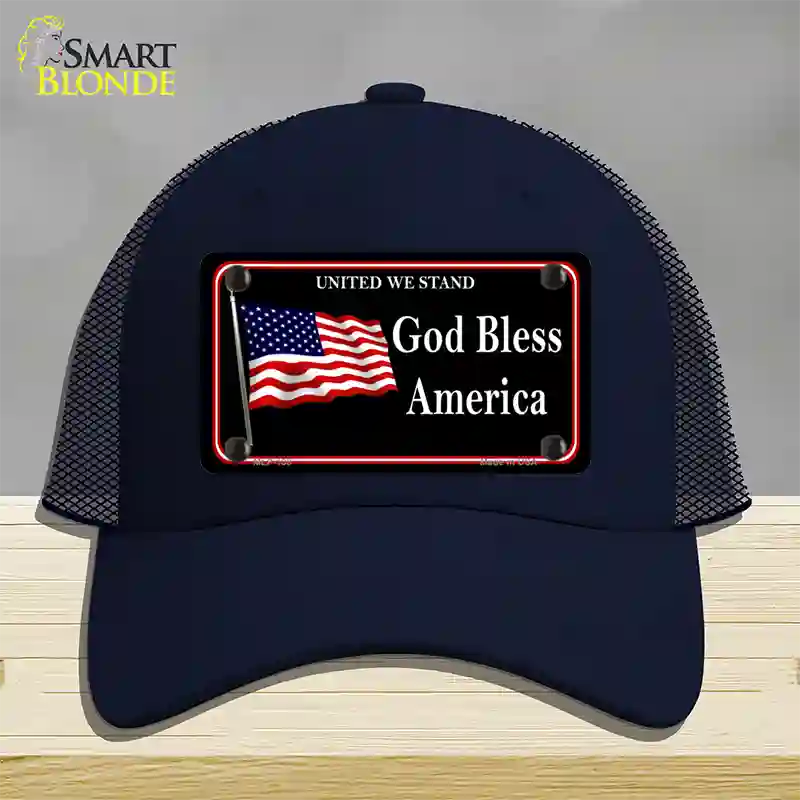 God Bless America Novelty License Plate Hat Mesh / Navy