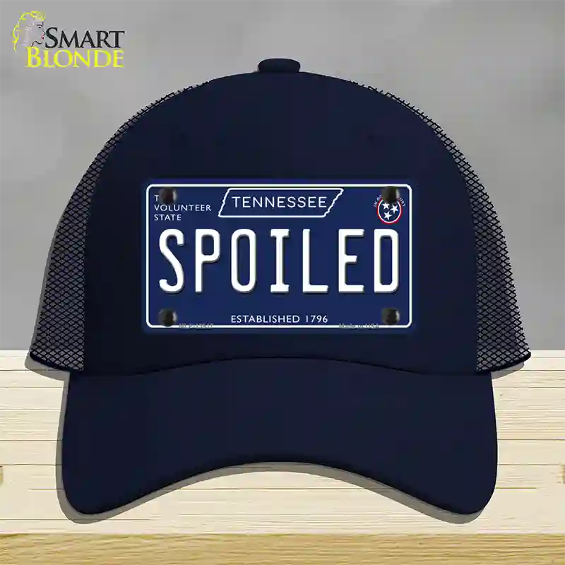 Spoiled Tennessee Blue Novelty License Plate Hat Tag Mesh / Navy