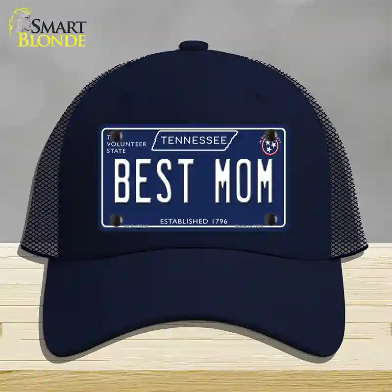 Best Mom Tennessee Blue Novelty License Plate Hat Tag Mesh / Navy