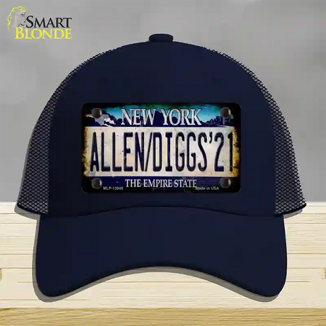 Allen Diggs 21 NY Blue Novelty License Plate Hat Tag Mesh / Navy