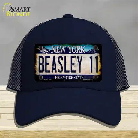 Beasley 11 New York Blue Novelty License Plate Hat Tag Mesh / Navy