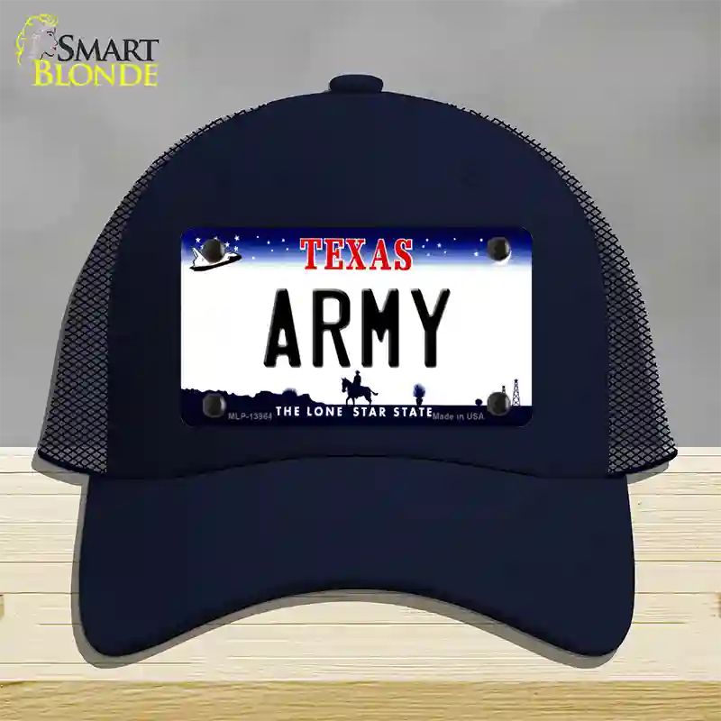 Texas Army Novelty License Plate Hat Tag Mesh / Navy