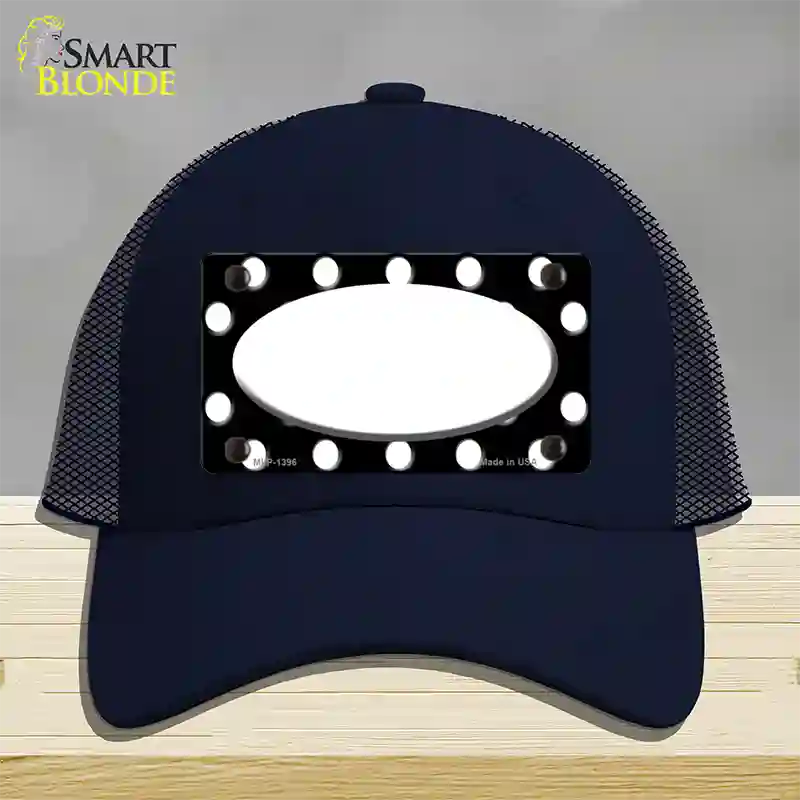 White Black Polka Dot Center Oval Novelty License Plate Hat Mesh / Navy