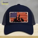 Grunge American Flag with Soldiers Novelty License Plate Hat Tag Mesh / Navy