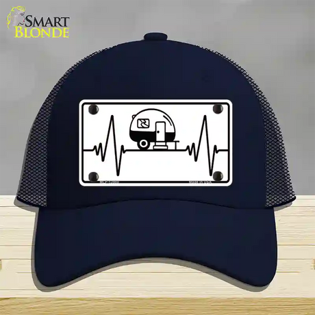 Camping Heart Beat Novelty License Plate Hat Tag Mesh / Navy