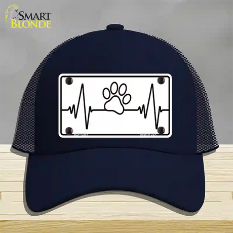 Paw Print Heart Beat Novelty License Plate Hat Tag Mesh / Navy