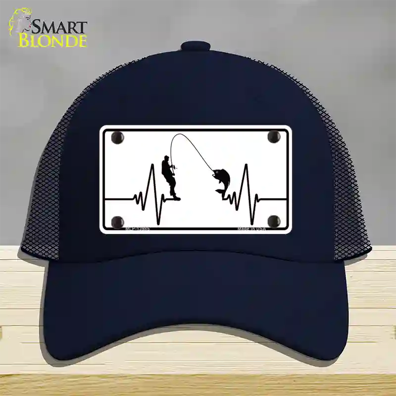 Fishing Heart Beat Novelty License Plate Hat Tag Mesh / Navy