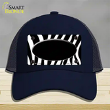 Black White Zebra Center Oval Novelty License Plate Hat Mesh / Navy