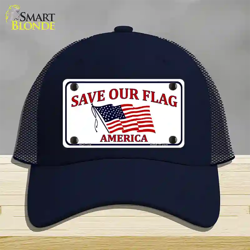 Save Our Flag Novelty License Plate Hat Mesh / Navy