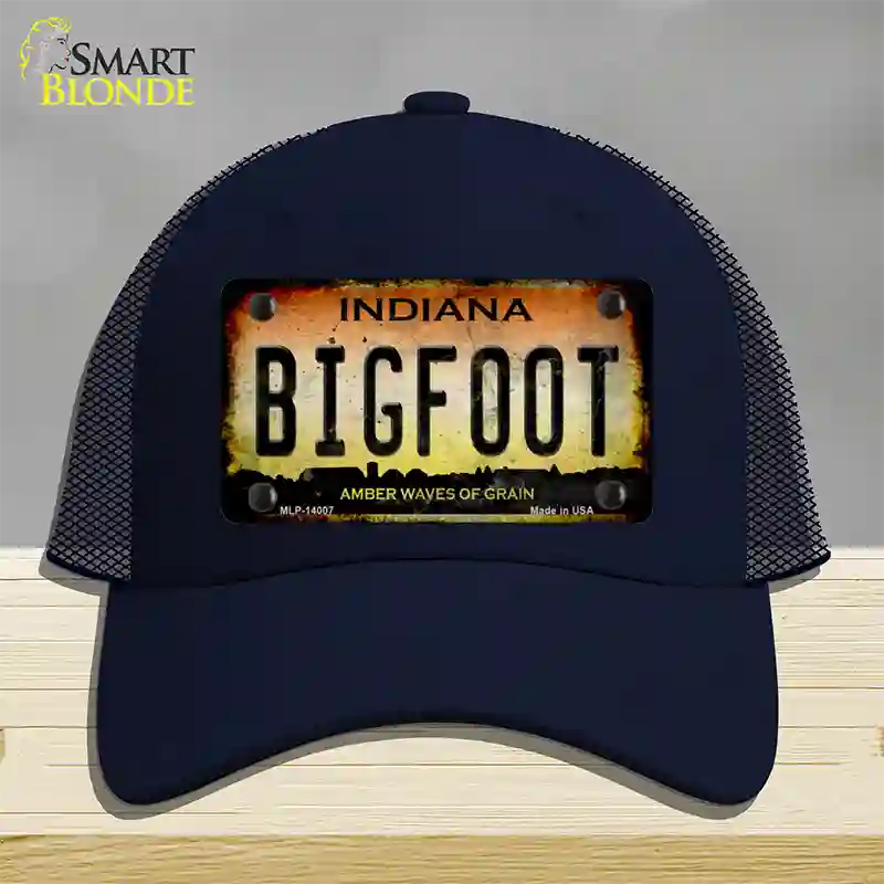 Bigfoot Indiana Novelty License Plate Hat Tag Mesh / Navy