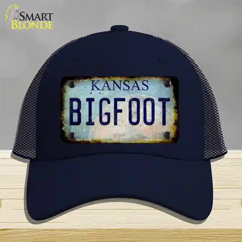 Bigfoot Kansas Novelty License Plate Hat Tag Mesh / Navy