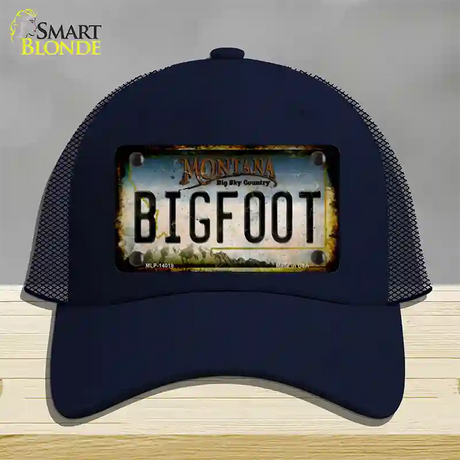 Bigfoot Montana Novelty License Plate Hat Tag Mesh / Navy