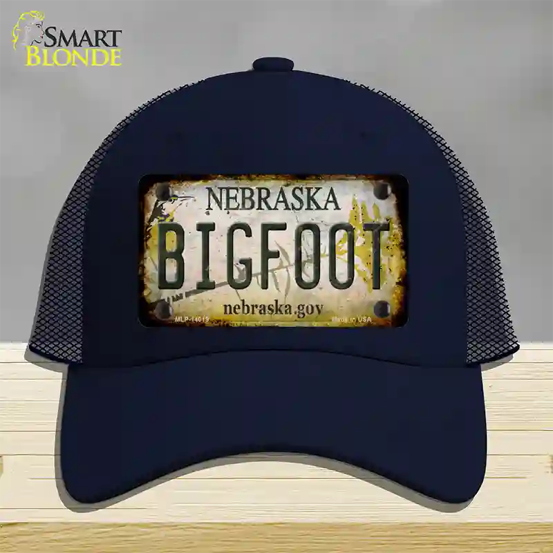 Bigfoot Nebraska Novelty License Plate Hat Tag Mesh / Navy