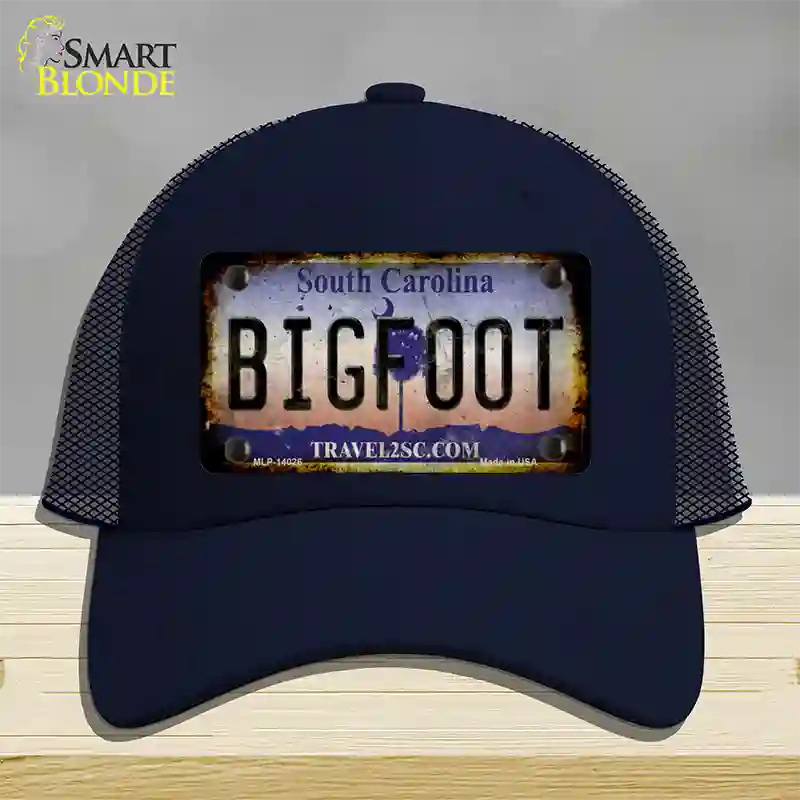 Bigfoot South Carolina Novelty License Plate Hat Tag Mesh / Navy