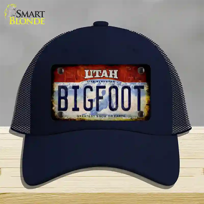 Bigfoot Utah Novelty License Plate Hat Tag Mesh / Navy