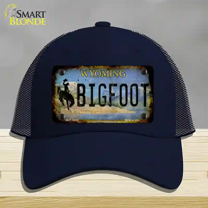 Bigfoot Wyoming Novelty License Plate Hat Tag Mesh / Navy