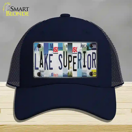 Lake Superior Strip Art Novelty License Plate Hat Tag Mesh / Navy