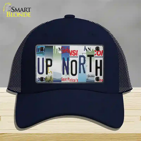 Up North Strip Art Novelty License Plate Hat Tag Mesh / Navy