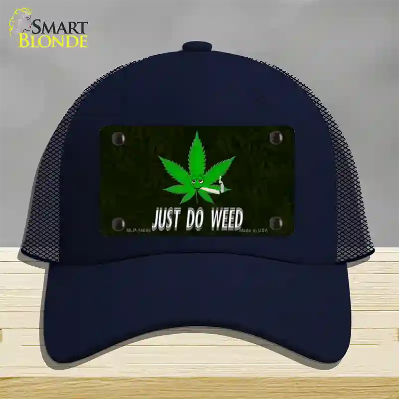 Just Do Weed Leaf Novelty License Plate Hat Mesh / Navy