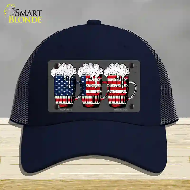 Three Beers America Novelty License Plate Hat Mesh / Navy