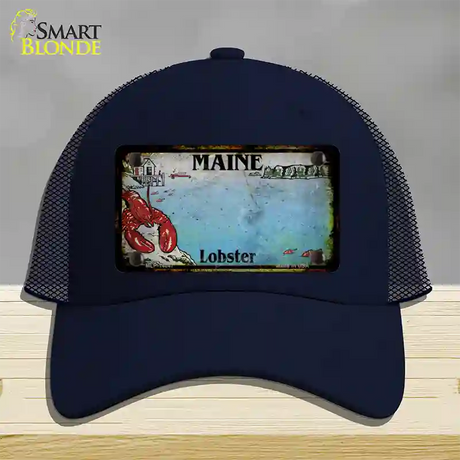 Maine Lobster Blank Rusty Novelty License Plate Hat Mesh / Navy