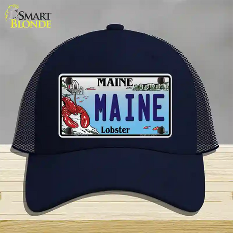 Maine Lobster Novelty License Plate Hat Mesh / Navy