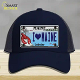 I Heart Maine Lobster Novelty License Plate Hat Mesh / Navy