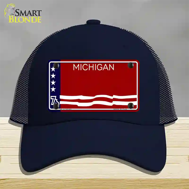 Michigan Bicentennial 76 State Blank Novelty License Plate Hat Mesh / Navy