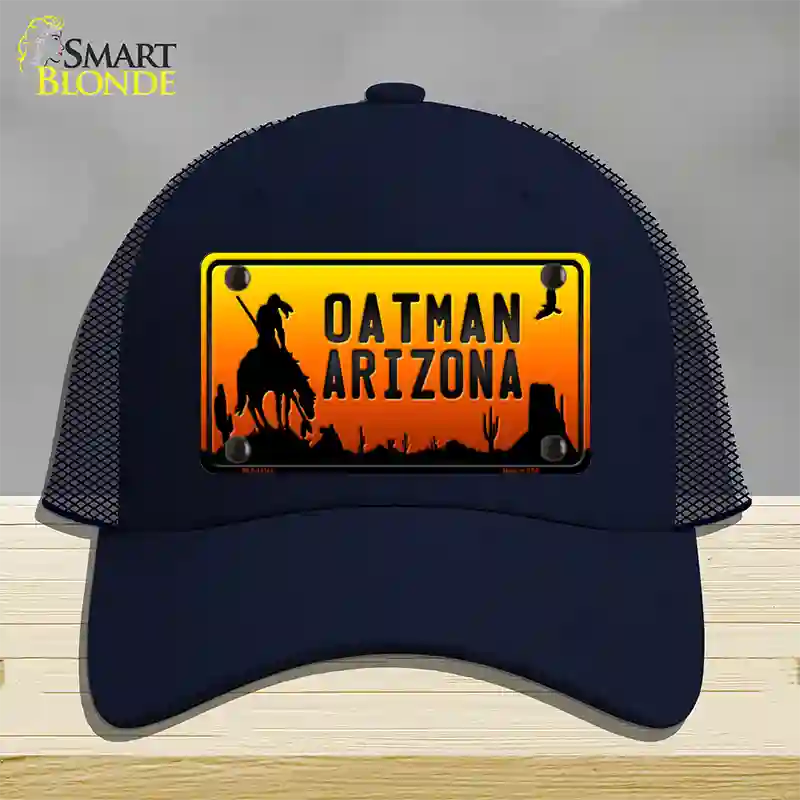 Oatman End Of Trail Arizona Scenic Background Novelty License Plate Hat Mesh / Navy