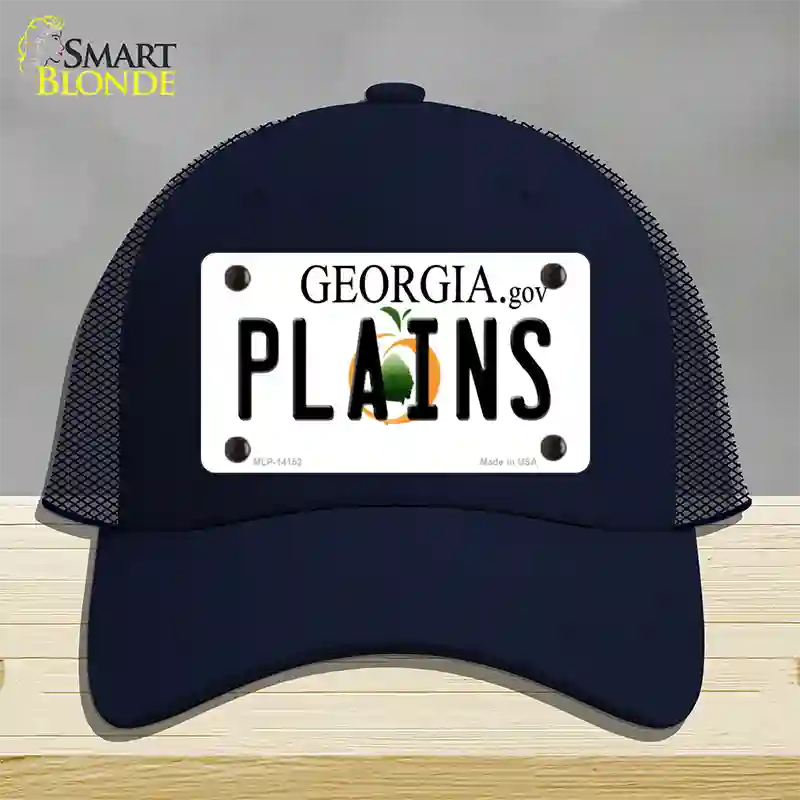 Plains Georgia Novelty License Plate Hat Mesh / Navy