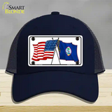 Guam Crossed US Flag Novelty License Plate Hat Mesh / Navy