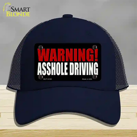 Warning Asshole Driving Novelty License Plate Hat Mesh / Navy