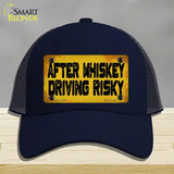 After Whiskey Driving Risky Novelty License Plate Hat Mesh / Navy