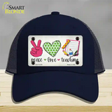 Peace Love Teaching Novelty License Plate Hat Mesh / Navy