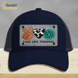 Peace Love Turquoise Novelty License Plate Hat Mesh / Navy