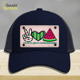 Peace Love Watermelon Novelty License Plate Hat Mesh / Navy