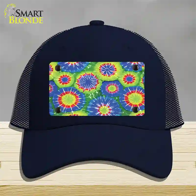 Blue Green Tie-Dye Novelty License Plate Hat Mesh / Navy