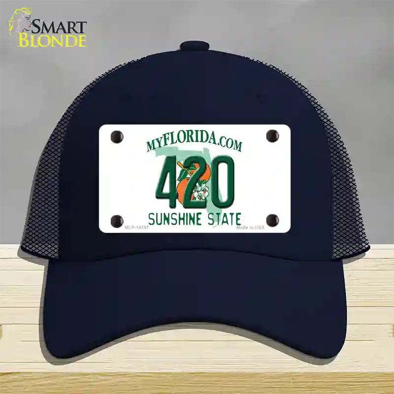 420 Florida Novelty License Plate Hat Mesh / Navy