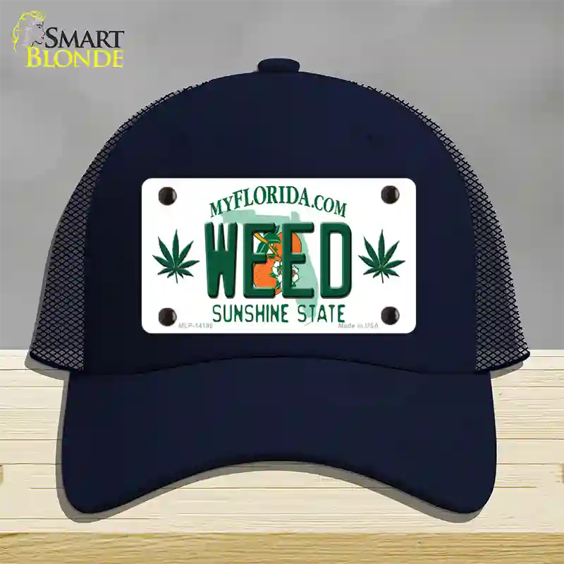 Weed Florida Novelty License Plate Hat Mesh / Navy