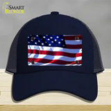 American Flag Wavy Novelty License Plate Hat Mesh / Navy