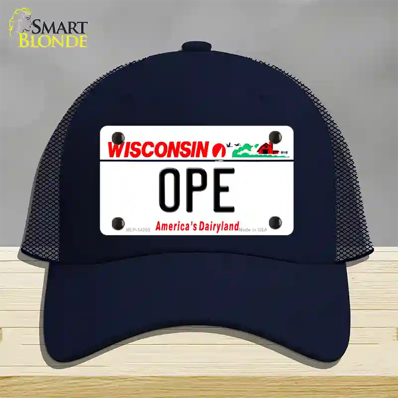 Ope Wisconsin Novelty License Plate Hat Mesh / Navy