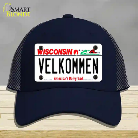 Velkommen Wisconsin Novelty License Plate Hat Mesh / Navy