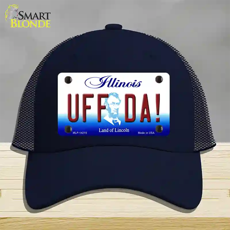 Uff Da Illinois Novelty License Plate Hat Mesh / Navy